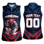 Personalised Melbourne Demons Football Women Sleeveless Polo Shirt Fierce Devil Mascot 3D Grunge City Art
