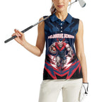 Personalised Melbourne Demons Football Women Sleeveless Polo Shirt Fierce Devil Mascot 3D Grunge City Art