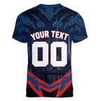 Personalised Melbourne Demons Football Women V-Neck T-Shirt Fierce Devil Mascot 3D Grunge City Art
