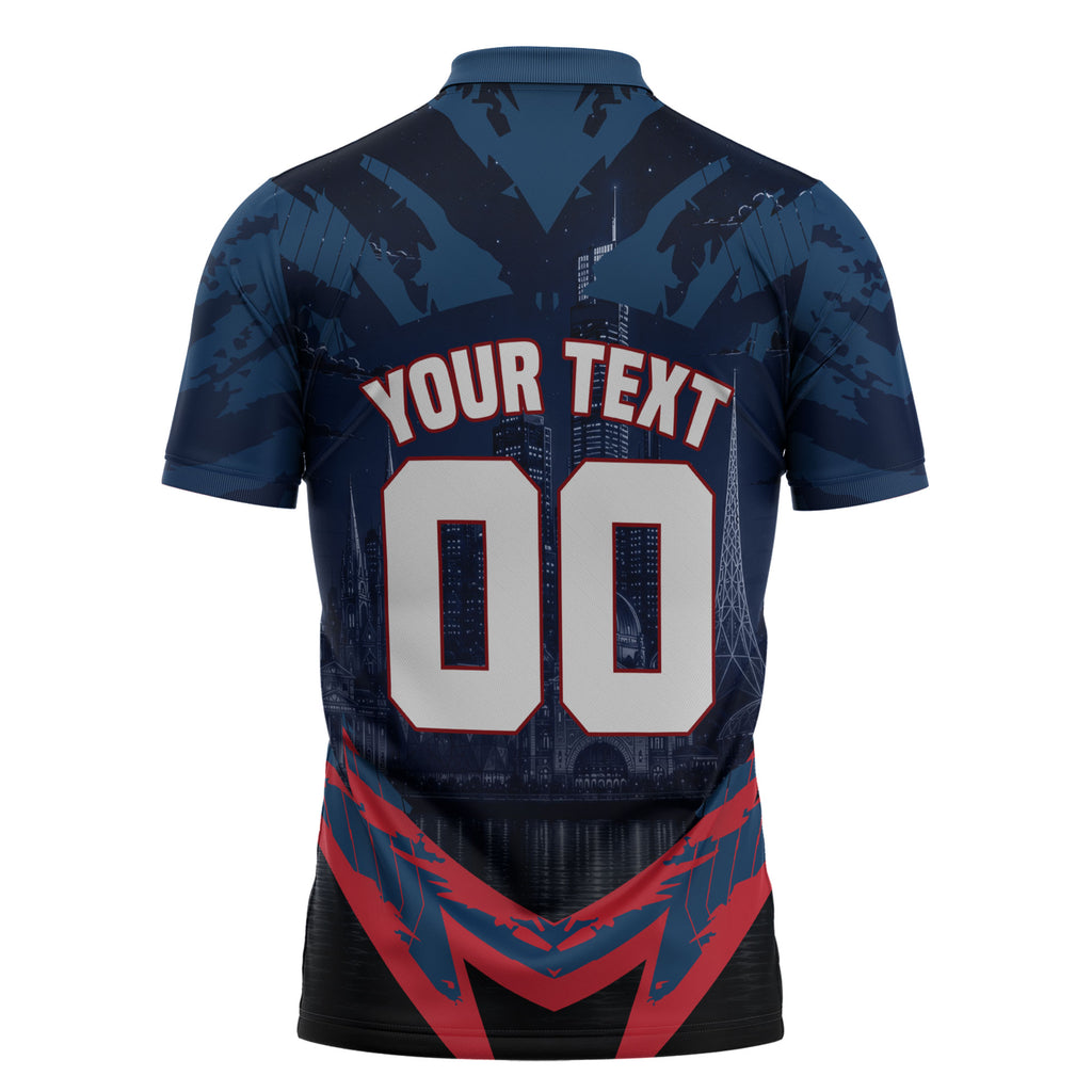 Personalised Melbourne Demons Football Zipper Polo Shirt Fierce Devil Mascot 3D Grunge City Art