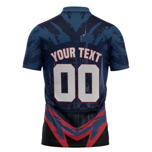 Personalised Melbourne Demons Football Zipper Polo Shirt Fierce Devil Mascot 3D Grunge City Art