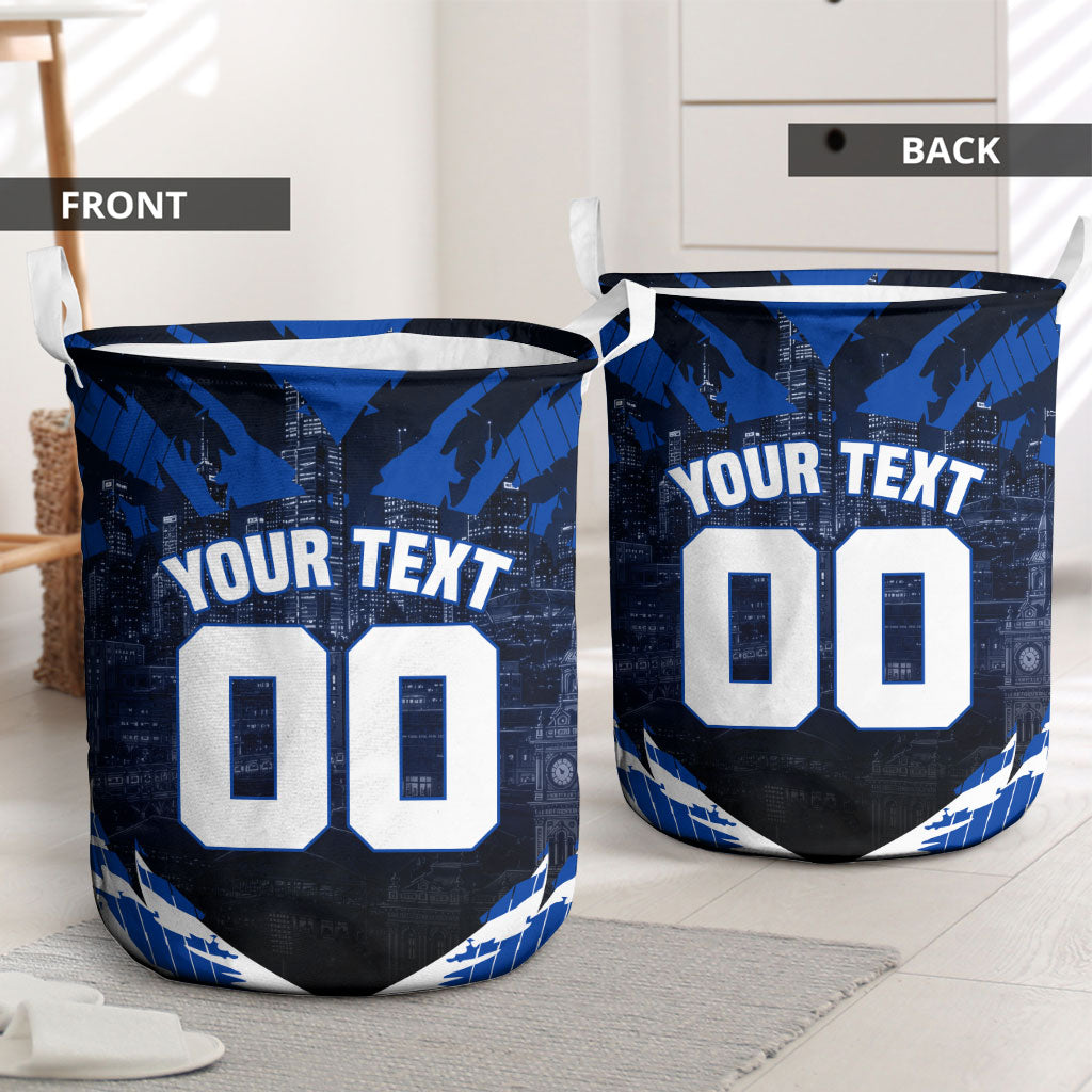 Personalised North Melbourne Kangaroos Football Laundry Basket Fierce Kangaroo Mascot 3D Grunge City Art