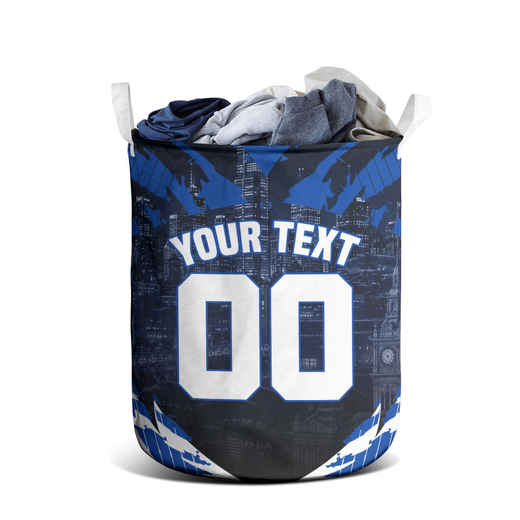 Personalised North Melbourne Kangaroos Football Laundry Basket Fierce Kangaroo Mascot 3D Grunge City Art