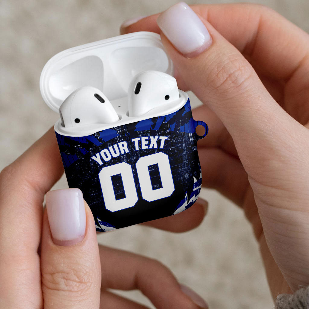 Personalised North Melbourne Kangaroos Football AirPods Case Fierce Kangaroo Mascot 3D Grunge City Art