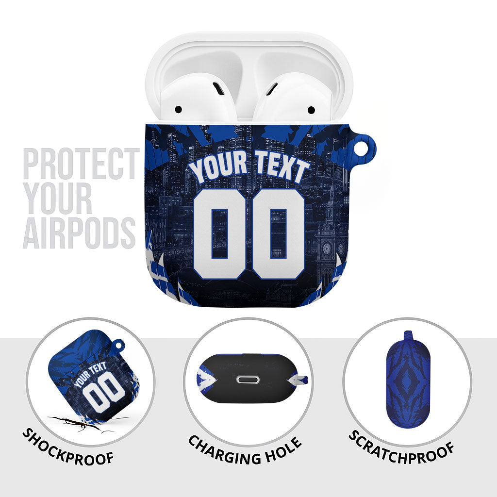 Personalised North Melbourne Kangaroos Football AirPods Case Fierce Kangaroo Mascot 3D Grunge City Art