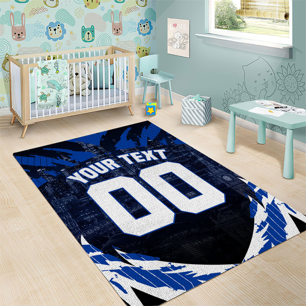 Personalised North Melbourne Kangaroos Football Area Rug Fierce Kangaroo Mascot 3D Grunge City Art