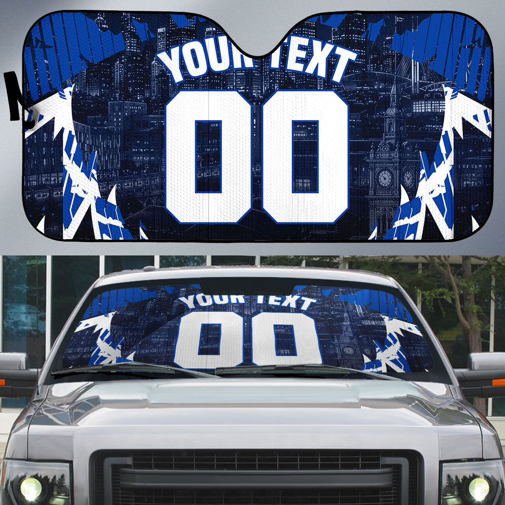 Personalised North Melbourne Kangaroos Football Auto Sun Shade Fierce Kangaroo Mascot 3D Grunge City Art