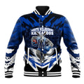 Personalised North Melbourne Kangaroos Football Baseball Jacket Fierce Kangaroo Mascot 3D Grunge City Art