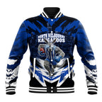 Personalised North Melbourne Kangaroos Football Baseball Jacket Fierce Kangaroo Mascot 3D Grunge City Art
