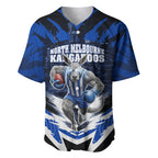 Personalised North Melbourne Kangaroos Football Baseball Jersey Fierce Kangaroo Mascot 3D Grunge City Art