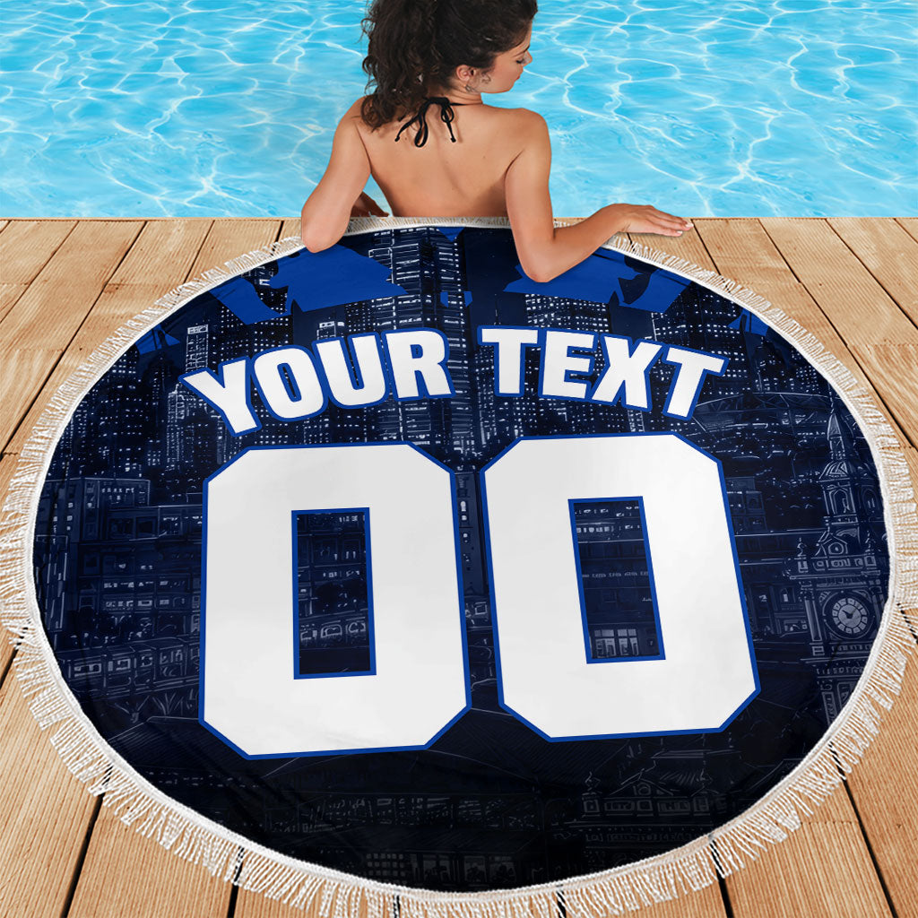 Personalised North Melbourne Kangaroos Football Beach Blanket Fierce Kangaroo Mascot 3D Grunge City Art