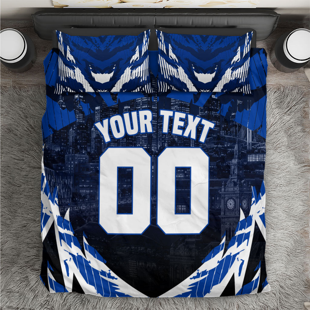 Personalised North Melbourne Kangaroos Football Bedding Set Fierce Kangaroo Mascot 3D Grunge City Art
