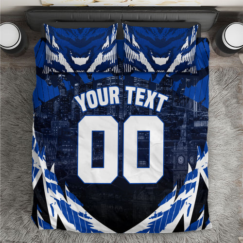 Personalised North Melbourne Kangaroos Football Bedding Set Fierce Kangaroo Mascot 3D Grunge City Art