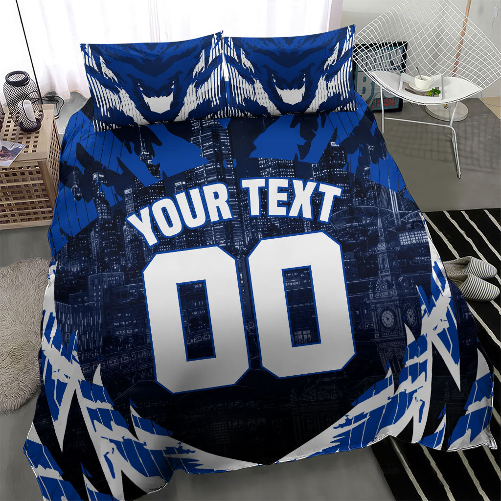 Personalised North Melbourne Kangaroos Football Bedding Set Fierce Kangaroo Mascot 3D Grunge City Art