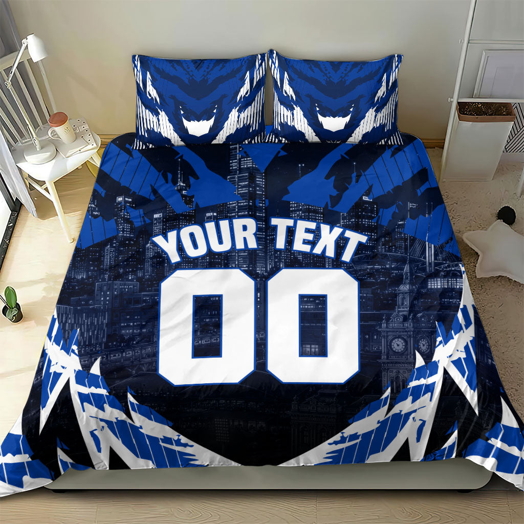 Personalised North Melbourne Kangaroos Football Bedding Set Fierce Kangaroo Mascot 3D Grunge City Art