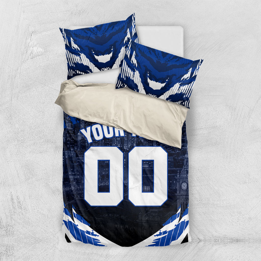 Personalised North Melbourne Kangaroos Football Bedding Set Fierce Kangaroo Mascot 3D Grunge City Art