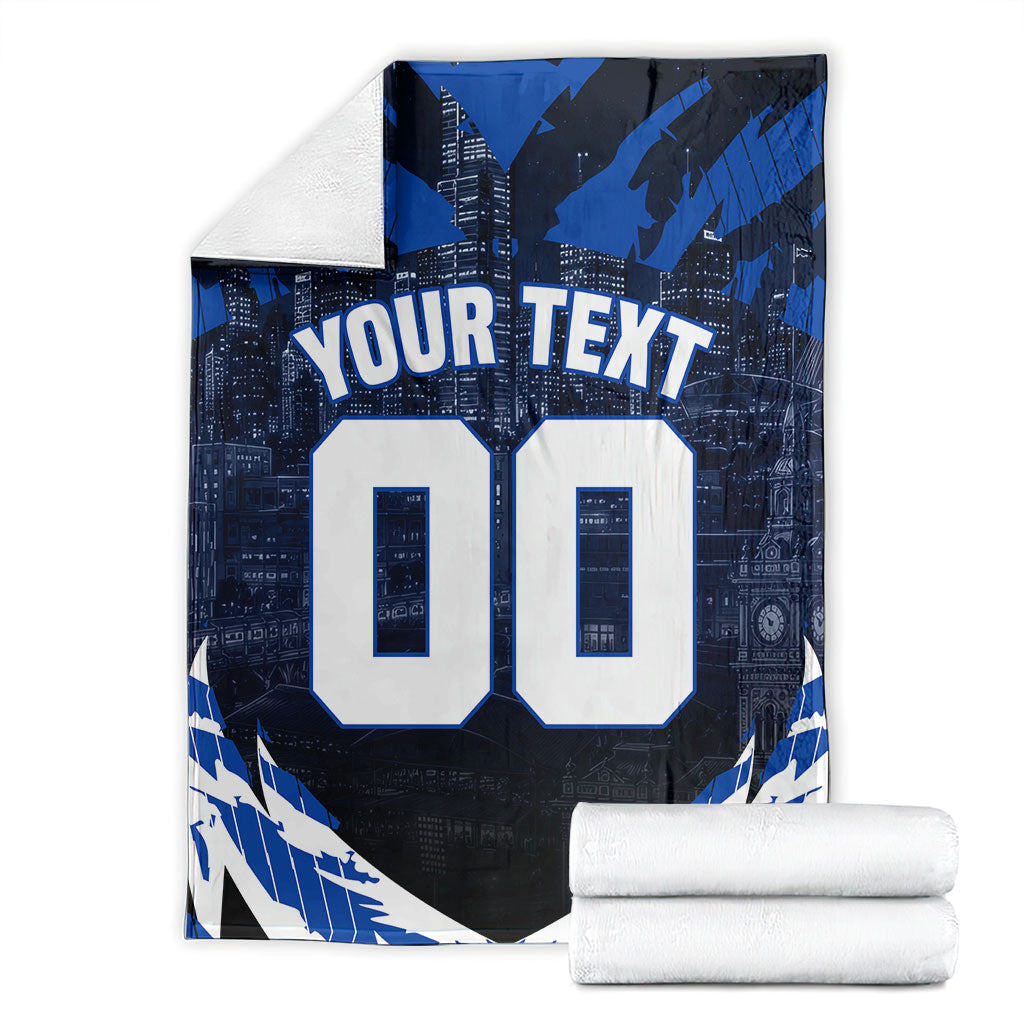 Personalised North Melbourne Kangaroos Football Blanket Fierce Kangaroo Mascot 3D Grunge City Art