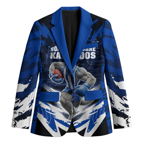 Personalised North Melbourne Kangaroos Football Blazer Fierce Kangaroo Mascot 3D Grunge City Art