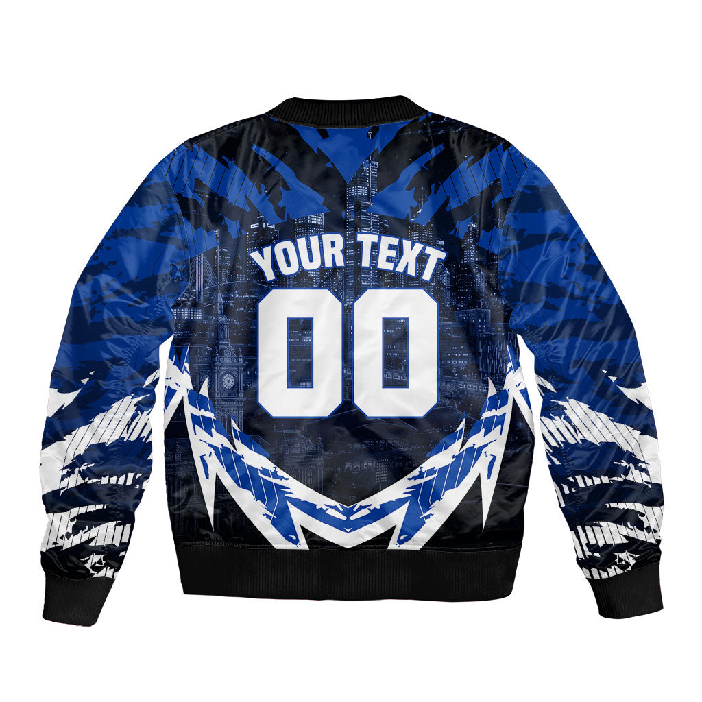 Personalised North Melbourne Kangaroos Football Bomber Jacket Fierce Kangaroo Mascot 3D Grunge City Art