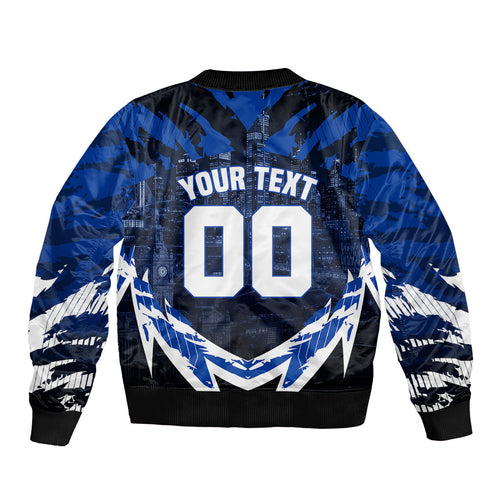 Personalised North Melbourne Kangaroos Football Bomber Jacket Fierce Kangaroo Mascot 3D Grunge City Art