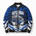 Personalised North Melbourne Kangaroos Football Bomber Puffer Jacket Fierce Kangaroo Mascot 3D Grunge City Art