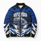 Personalised North Melbourne Kangaroos Football Bomber Puffer Jacket Fierce Kangaroo Mascot 3D Grunge City Art