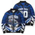 Personalised North Melbourne Kangaroos Football Bomber Puffer Jacket Fierce Kangaroo Mascot 3D Grunge City Art
