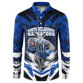 Personalised North Melbourne Kangaroos Football Button Sweatshirt Fierce Kangaroo Mascot 3D Grunge City Art