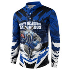 Personalised North Melbourne Kangaroos Football Button Sweatshirt Fierce Kangaroo Mascot 3D Grunge City Art