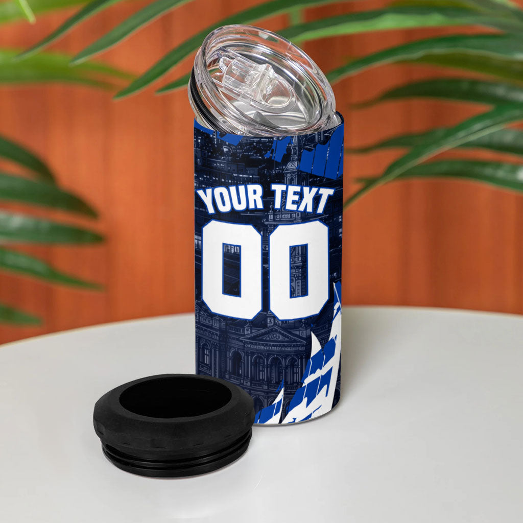 Personalised North Melbourne Kangaroos Football 4 in 1 Can Cooler Tumbler Fierce Kangaroo Mascot 3D Grunge City Art