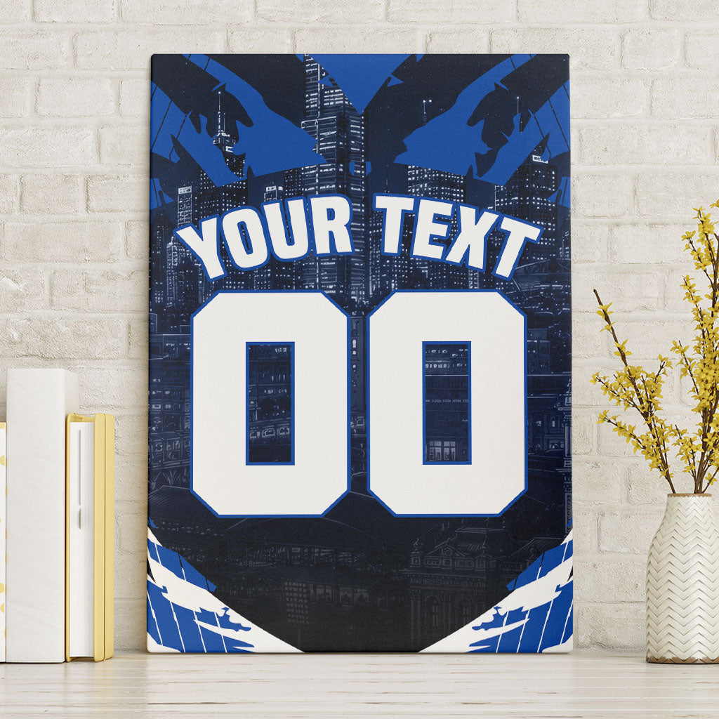 Personalised North Melbourne Kangaroos Football Canvas Wall Art Fierce Kangaroo Mascot 3D Grunge City Art