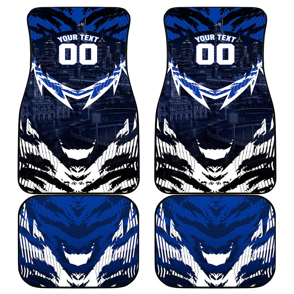 Personalised North Melbourne Kangaroos Football Car Mats Fierce Kangaroo Mascot 3D Grunge City Art
