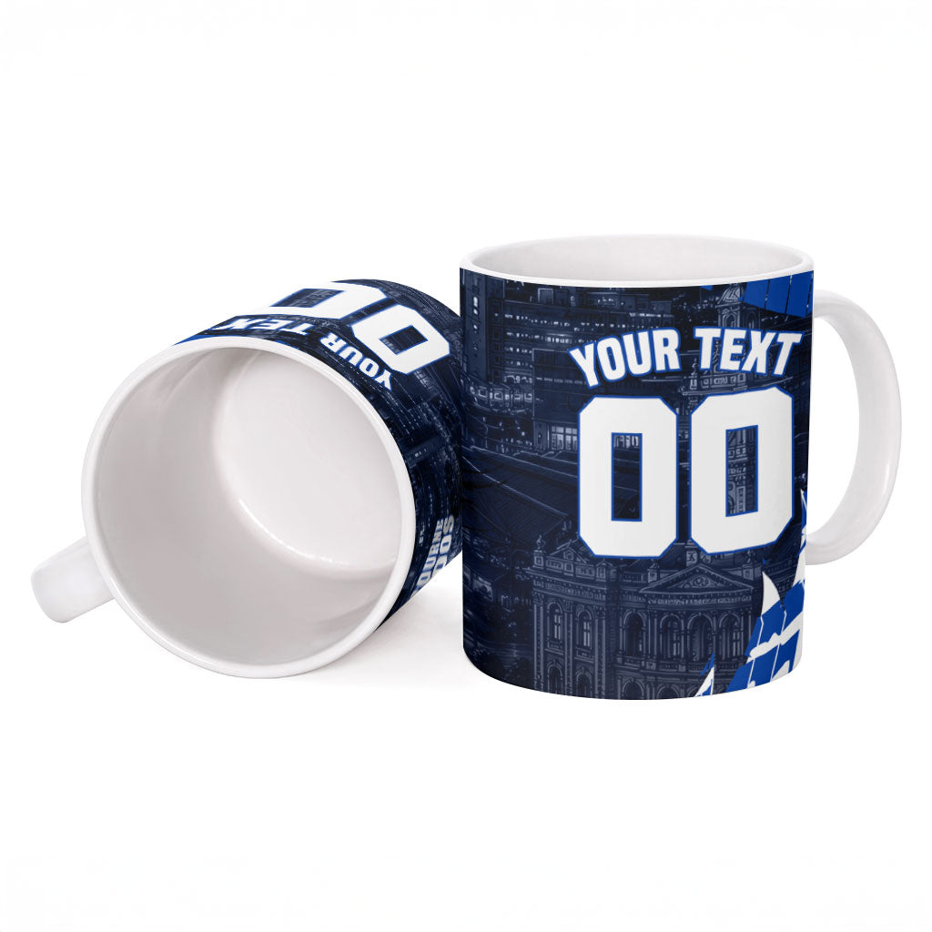 Personalised North Melbourne Kangaroos Football Ceramic Mug Fierce Kangaroo Mascot 3D Grunge City Art