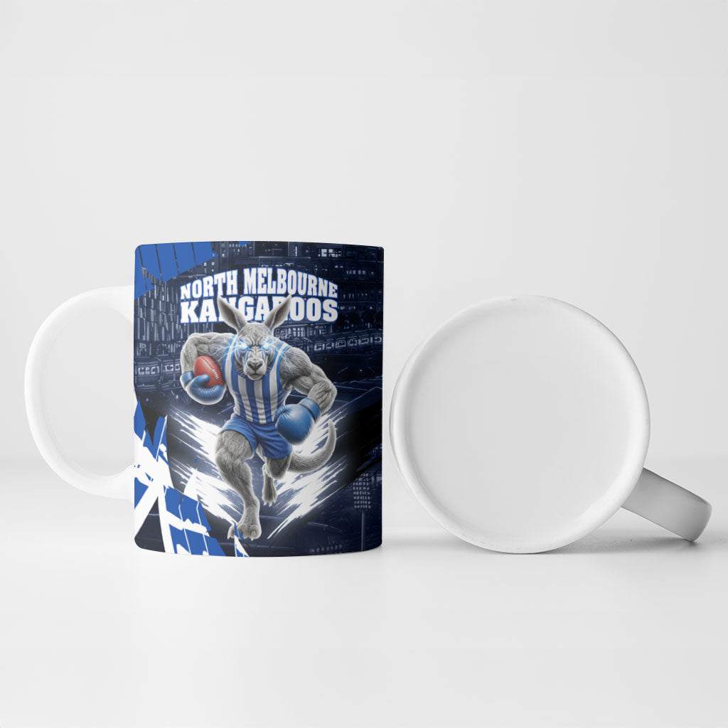 Personalised North Melbourne Kangaroos Football Ceramic Mug Fierce Kangaroo Mascot 3D Grunge City Art