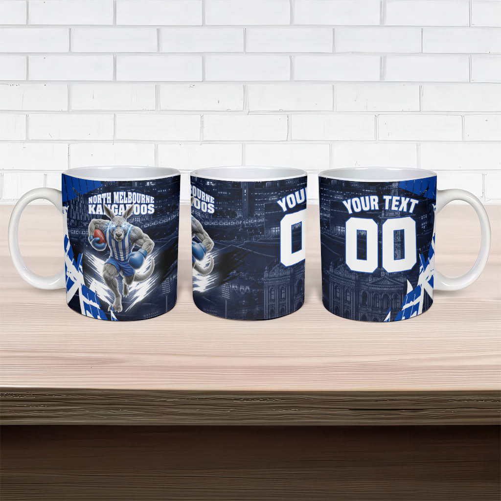 Personalised North Melbourne Kangaroos Football Ceramic Mug Fierce Kangaroo Mascot 3D Grunge City Art