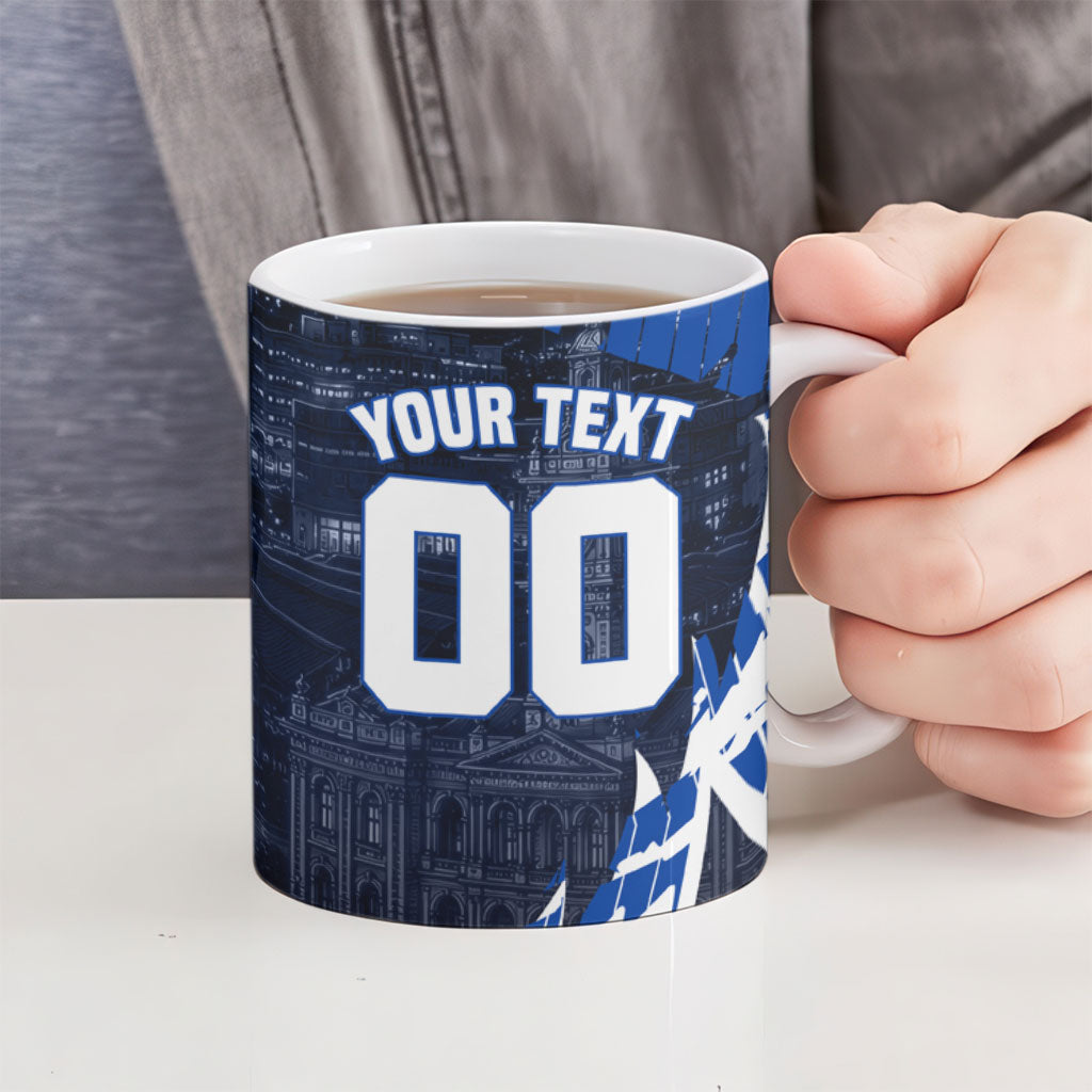 Personalised North Melbourne Kangaroos Football Ceramic Mug Fierce Kangaroo Mascot 3D Grunge City Art