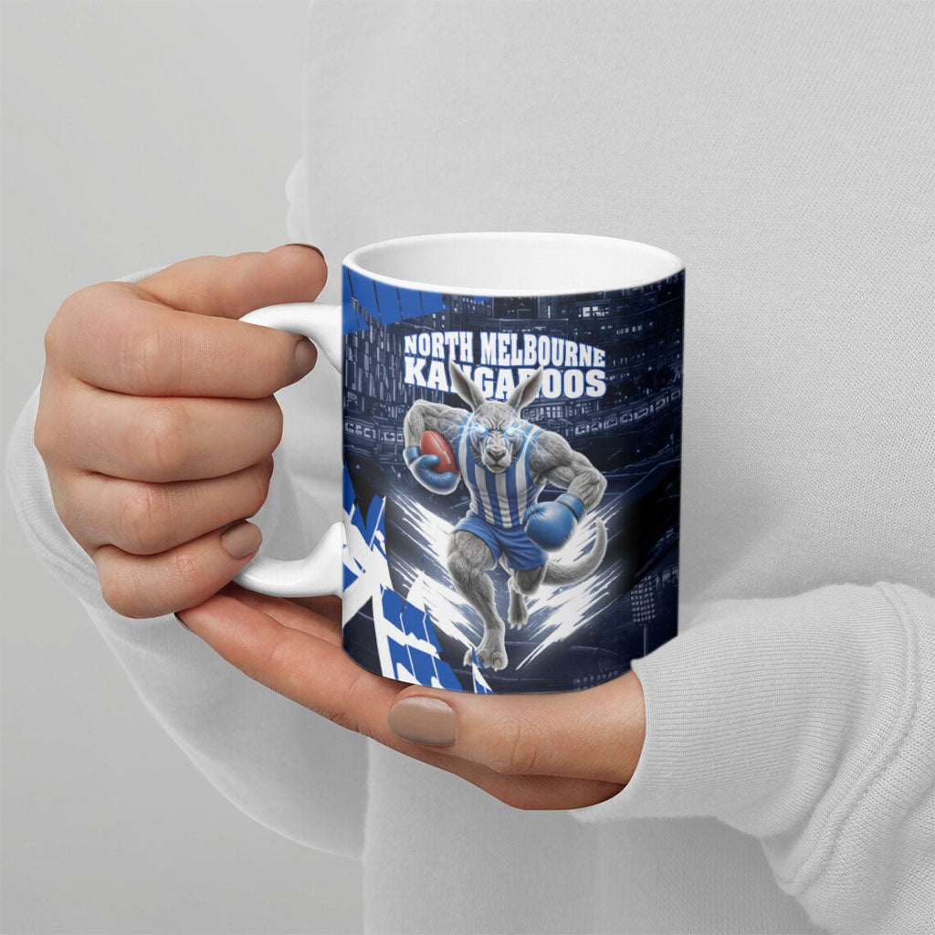 Personalised North Melbourne Kangaroos Football Ceramic Mug Fierce Kangaroo Mascot 3D Grunge City Art