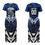 Personalised North Melbourne Kangaroos Football Couples Matching Short Sleeve Bodycon Dress and Hawaiian Shirt Fierce Kangaroo Mascot 3D Grunge City Art
