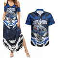 Personalised North Melbourne Kangaroos Football Couples Matching Summer Maxi Dress and Hawaiian Shirt Fierce Kangaroo Mascot 3D Grunge City Art