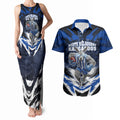 Personalised North Melbourne Kangaroos Football Couples Matching Tank Maxi Dress and Hawaiian Shirt Fierce Kangaroo Mascot 3D Grunge City Art