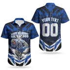 Personalised North Melbourne Kangaroos Football Couples Matching Tank Maxi Dress and Hawaiian Shirt Fierce Kangaroo Mascot 3D Grunge City Art