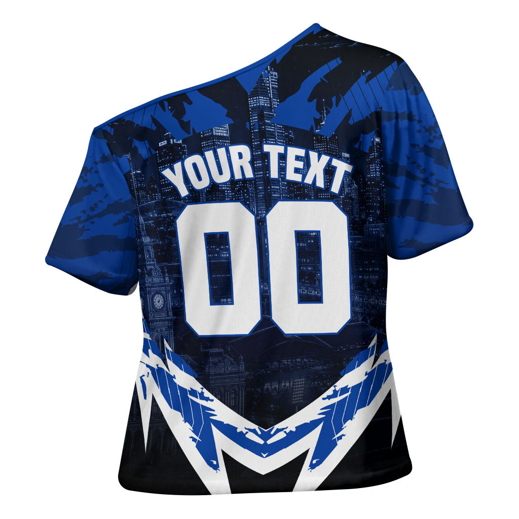 Personalised North Melbourne Kangaroos Football Cross Shoulder Shirt Fierce Kangaroo Mascot 3D Grunge City Art