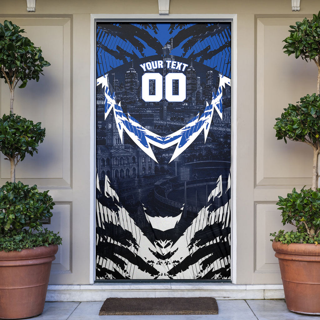 Personalised North Melbourne Kangaroos Football Door Cover Fierce Kangaroo Mascot 3D Grunge City Art