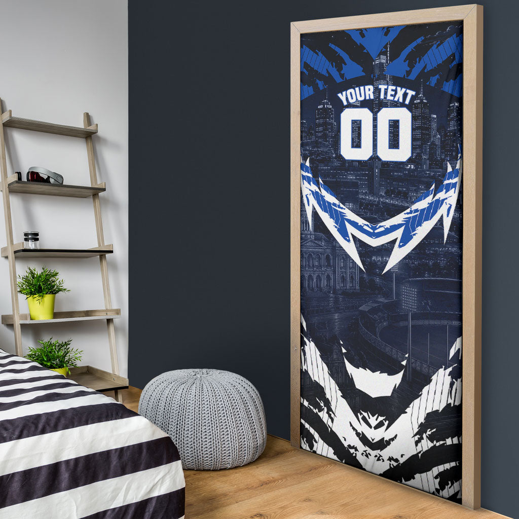Personalised North Melbourne Kangaroos Football Door Cover Fierce Kangaroo Mascot 3D Grunge City Art