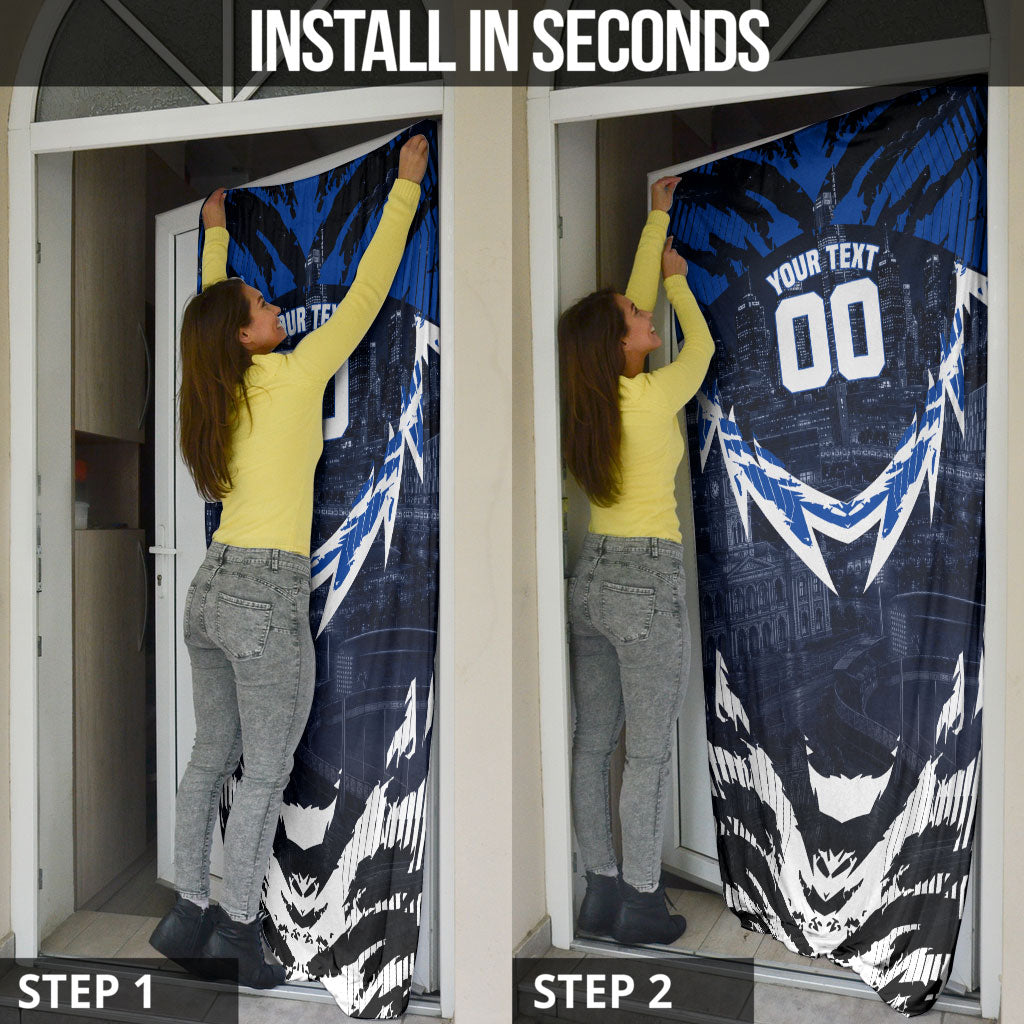 Personalised North Melbourne Kangaroos Football Door Cover Fierce Kangaroo Mascot 3D Grunge City Art