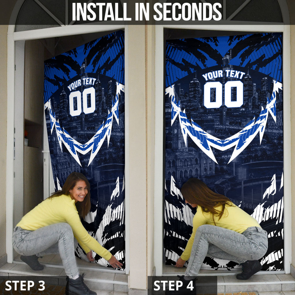 Personalised North Melbourne Kangaroos Football Door Cover Fierce Kangaroo Mascot 3D Grunge City Art