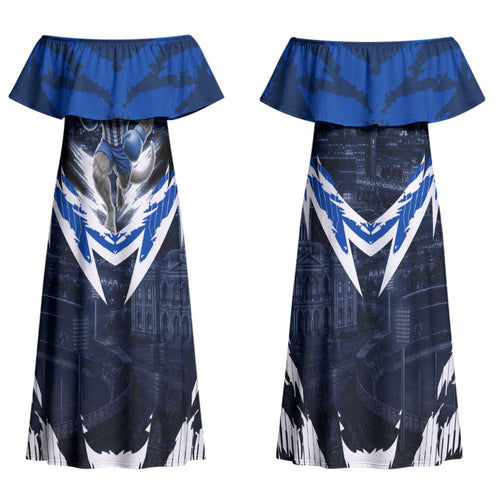 Personalised North Melbourne Kangaroos Football Family Matching Off Shoulder Maxi Dress and Hawaiian Shirt Fierce Kangaroo Mascot 3D Grunge City Art