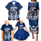 Personalised North Melbourne Kangaroos Football Family Matching Puletasi and Hawaiian Shirt Fierce Kangaroo Mascot 3D Grunge City Art