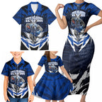 Personalised North Melbourne Kangaroos Football Family Matching Short Sleeve Bodycon Dress and Hawaiian Shirt Fierce Kangaroo Mascot 3D Grunge City Art