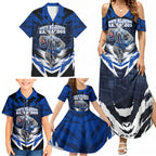 Personalised North Melbourne Kangaroos Football Family Matching Summer Maxi Dress and Hawaiian Shirt Fierce Kangaroo Mascot 3D Grunge City Art
